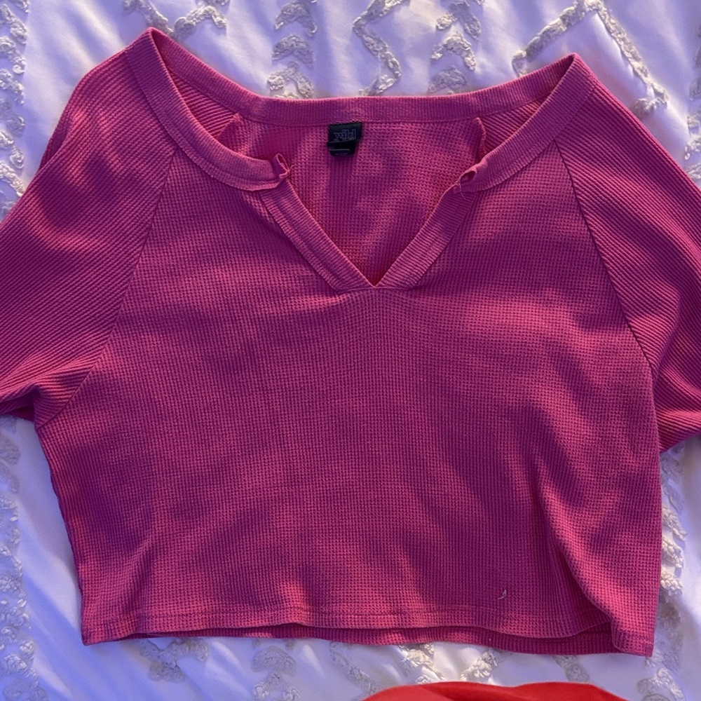 Wild Fable Pink Ribbed Crop Top